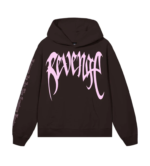 Revenge Xxxtentacion Hoodie Brown Pink front view with logo graphic