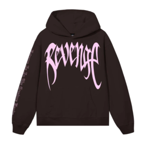 Revenge Xxxtentacion Hoodie Brown Pink front view with logo graphic