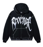 Revenge Xxxtentacion Contrast Zip Up Hoodie Black front view streetwear hoodie