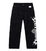 Revenge x City Morgue Logo Distressed Boro Denim Pant Black front view