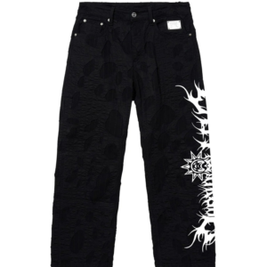 Revenge x City Morgue Logo Distressed Boro Denim Pant Black front view