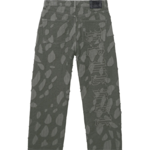 Revenge Graffiti Distressed Boro Denim Pant Grey back view
