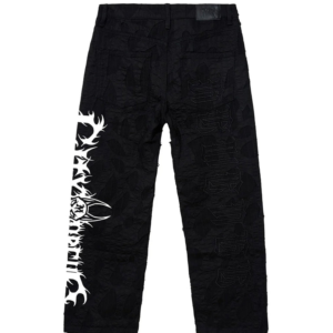Revenge x City Morgue Logo Distressed Boro Denim Pant Black back view
