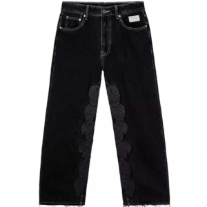 Revenge Skull Patch Denim Pant Black front view