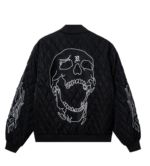 Revenge Skull Logo Quilted Bomber Jacket Black back view
