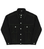 Revenge Green Embroidered Logo Denim Jacket Black front view
