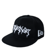 Revenge Lightning Logo Hat Black/White front view with embroidered lightning logo