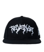 Revenge Lightning Logo Hat Black/White back view with adjustable strap