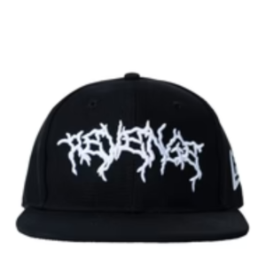 Revenge Lightning Logo Hat Black/White back view with adjustable strap