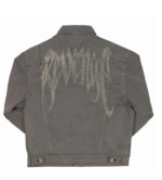 Revenge Embroidered Logo Denim Jacket Grey back view