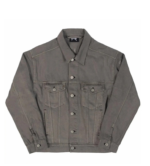 Revenge Embroidered Logo Denim Jacket Grey front view