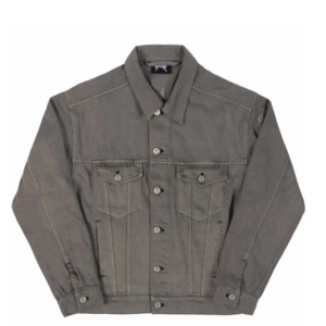 Revenge Embroidered Logo Denim Jacket Grey front view