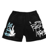 Revenge Graffiti Dove Shorts Black front view