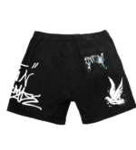 Revenge Graffiti Dove Shorts Black back view