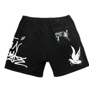 Revenge Graffiti Dove Shorts Black back view
