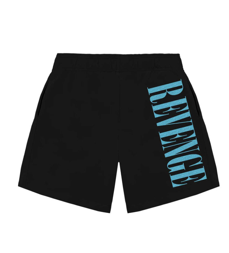 Revenge Nirvana Shorts Black/Blue Front Revenge Nirvana Shorts Black/Blue front view