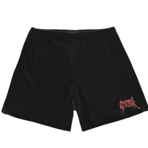 Revenge Embroidered Logo Mesh Short Black/Red front view
