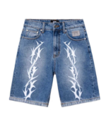 Revenge Thorn Denim Shorts Indigo front view