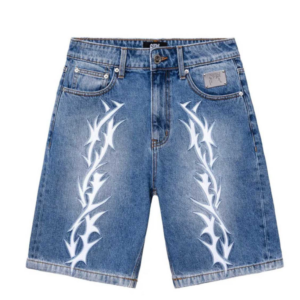 Revenge Thorn Denim Shorts Indigo front view