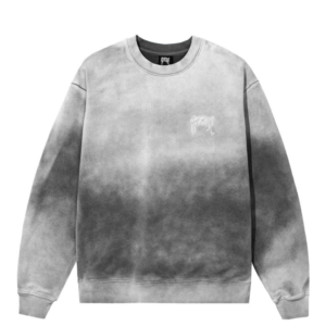 Revenge Distressed Washed Embroidered Crewneck Charcoal front view