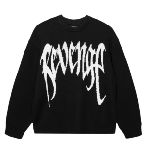 Revenge Arch Logo Knit Sweater Black/White front view