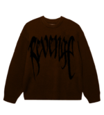 Revenge Arch Logo Knit Sweater Brown/Black front view