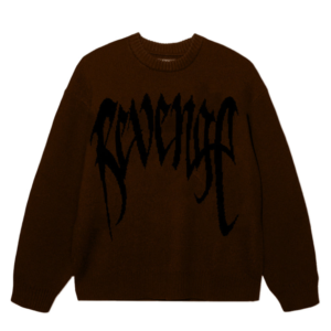 Revenge Arch Logo Knit Sweater Brown/Black front view