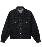 Revenge All Over Logo Denim Jacket Black front view