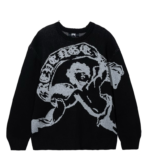 Revenge Cherub Knit Sweater Black/Grey front view