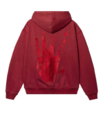 Revenge Zip Up Hoodie Red back view with signature graphic design
