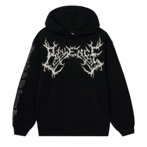 Revenge Clothing Hoodie Black front view with classic fit and adjustable hood