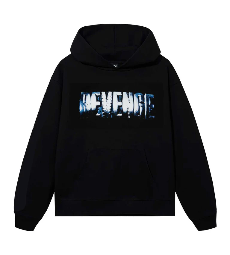 Revenge Black Hoodie Front Revenge Black Hoodie front view with classic streetwear design