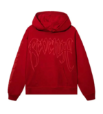 Red Revenge Hoodie front view with hood and long sleeves