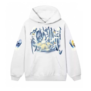 Revenge Hoodie White front view with signature graphic and relaxed fit