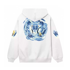 Revenge Hoodie White back view with graphic print