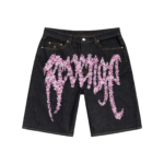 Revenge Sakura Handmade Raw Denim Shorts front view