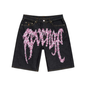 Revenge Sakura Handmade Raw Denim Shorts front view