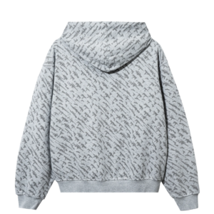 Revenge Embroidered Zip Heather Grey back view